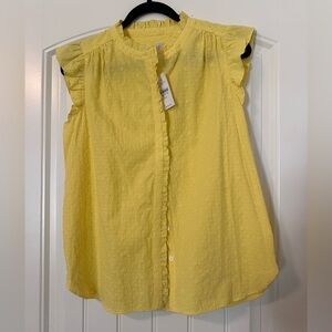LOFT Butter Yellow Ruffle Sleeve Top